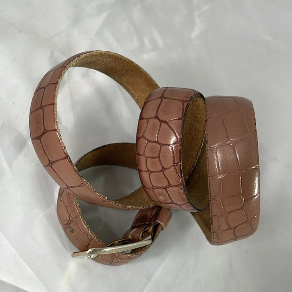 VINTAGE 90’s Croc Effect Genuine Leather Belt Mocha Brown Made in Canada Size 36 - Picture 3 of 10